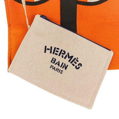 Hermes Sebas de Plage Tote Bag Beach Bag Torsade Marine Orange Brown Women's