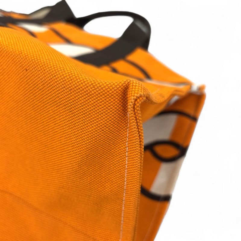 Hermes Sebas de Plage Tote Bag Beach Bag Torsade Marine Orange Brown Women's