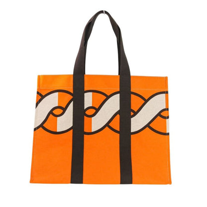 Hermes Sebas de Plage Tote Bag Beach Bag Torsade Marine Orange Brown Women's