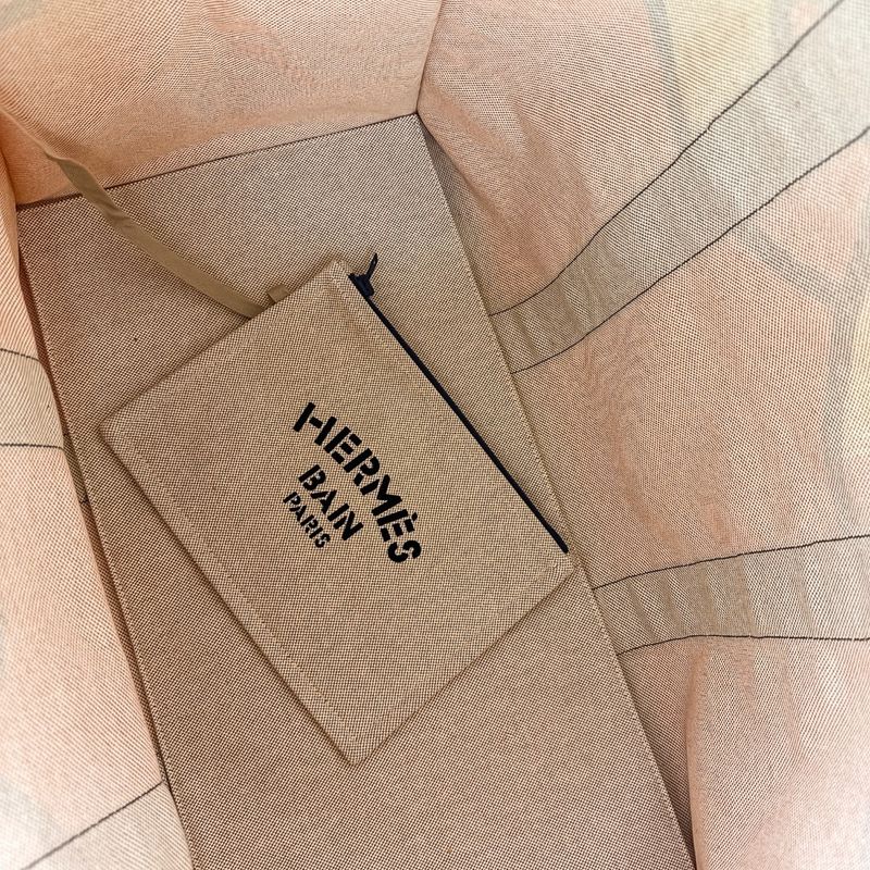 Hermes Sebas de Plage Tote Bag Beach Bag Torsade Marine Orange Brown Women's