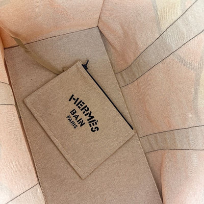 Hermes Sebas de Plage Tote Bag Beach Bag Torsade Marine Orange Brown Women's