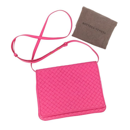 Good Bottega Veneta Intrecciato Leather Square Shoulder Bag Pink Ladies Used