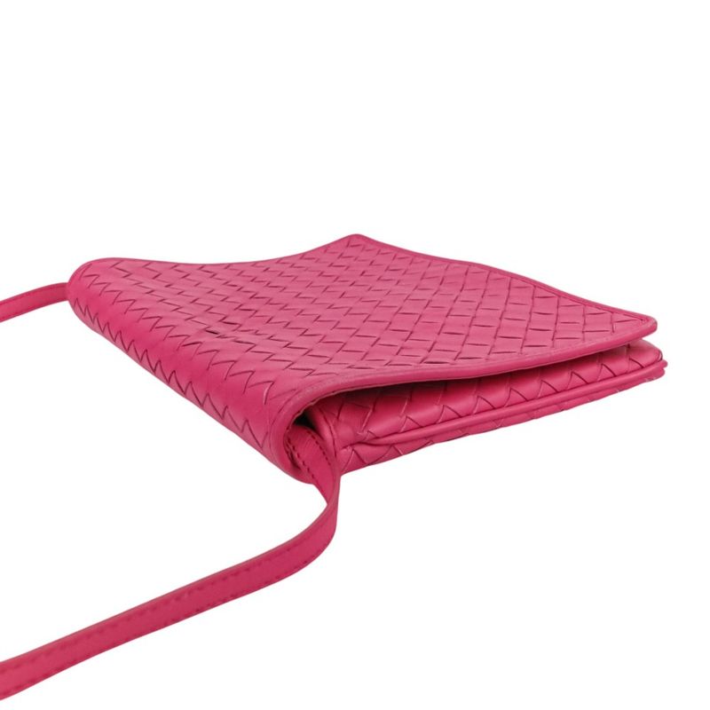Good Bottega Veneta Intrecciato Leather Square Shoulder Bag Pink Ladies Used