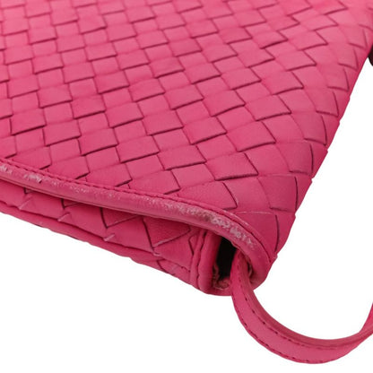 Good Bottega Veneta Intrecciato Leather Square Shoulder Bag Pink Ladies Used