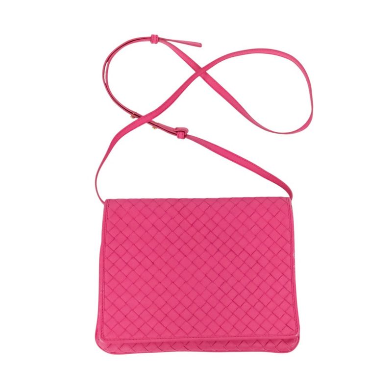 Good Bottega Veneta Intrecciato Leather Square Shoulder Bag Pink Ladies Used