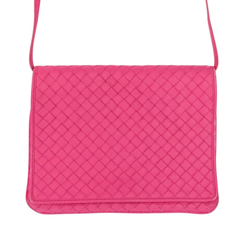 Good Bottega Veneta Intrecciato Leather Square Shoulder Bag Pink Ladies Used