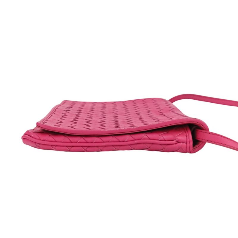 Good Bottega Veneta Intrecciato Leather Square Shoulder Bag Pink Ladies Used