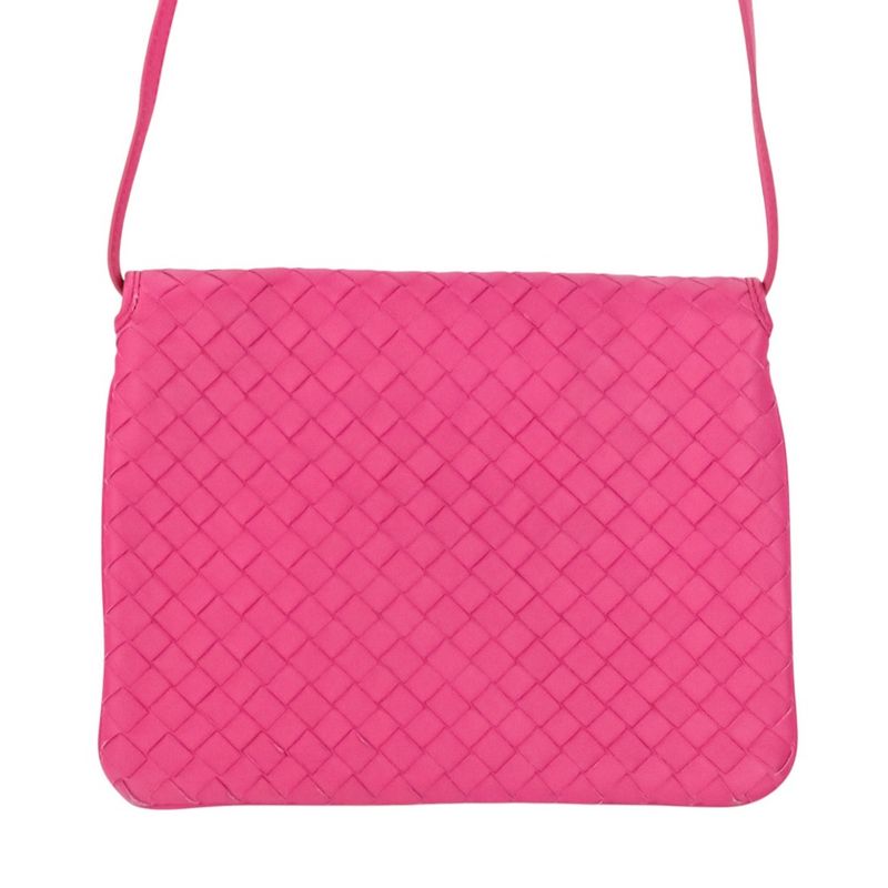 Good Bottega Veneta Intrecciato Leather Square Shoulder Bag Pink Ladies Used