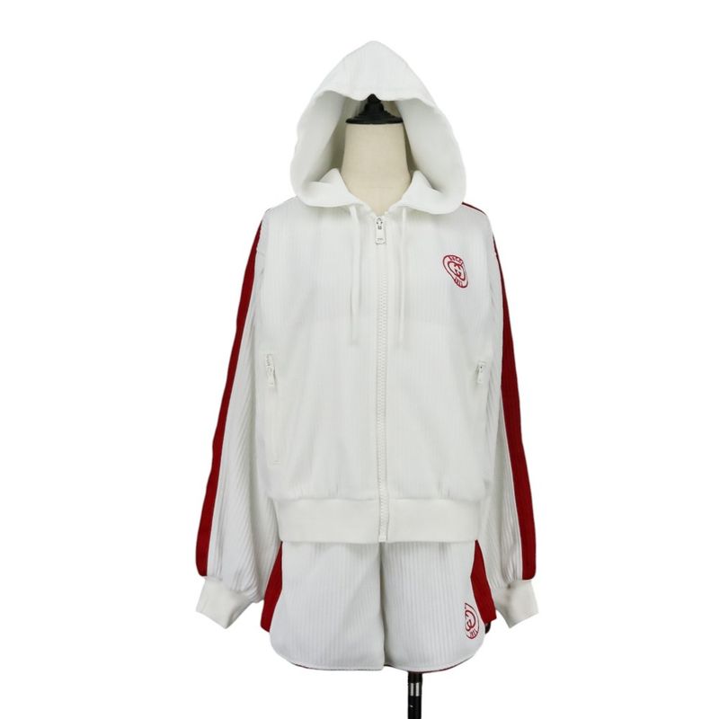 Gucci Ribbed Hoodie Shorts 743073 743078 2-Piece Setup Upper S Lower XS White