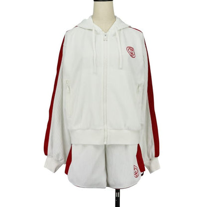 Gucci Ribbed Hoodie Shorts 743073 743078 2-Piece Setup Upper S Lower XS White