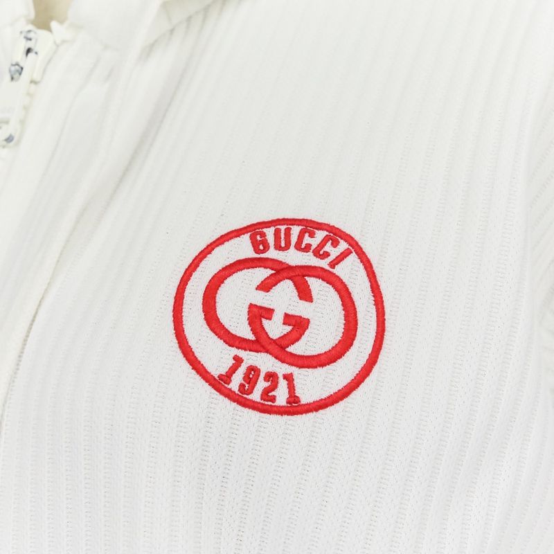 Gucci Ribbed Hoodie Shorts 743073 743078 2-Piece Setup Upper S Lower XS White