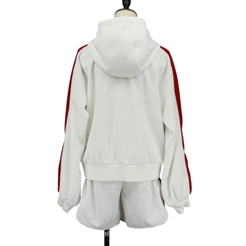 Gucci Ribbed Hoodie Shorts 743073 743078 2-Piece Setup Upper S Lower XS White