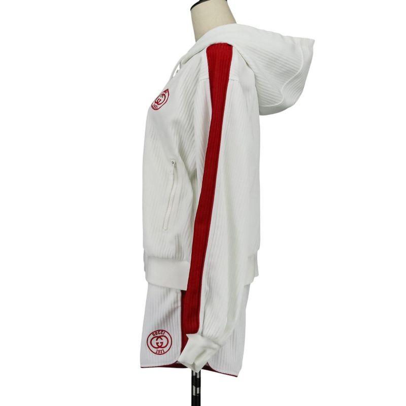 Gucci Ribbed Hoodie Shorts 743073 743078 2-Piece Setup Upper S Lower XS White
