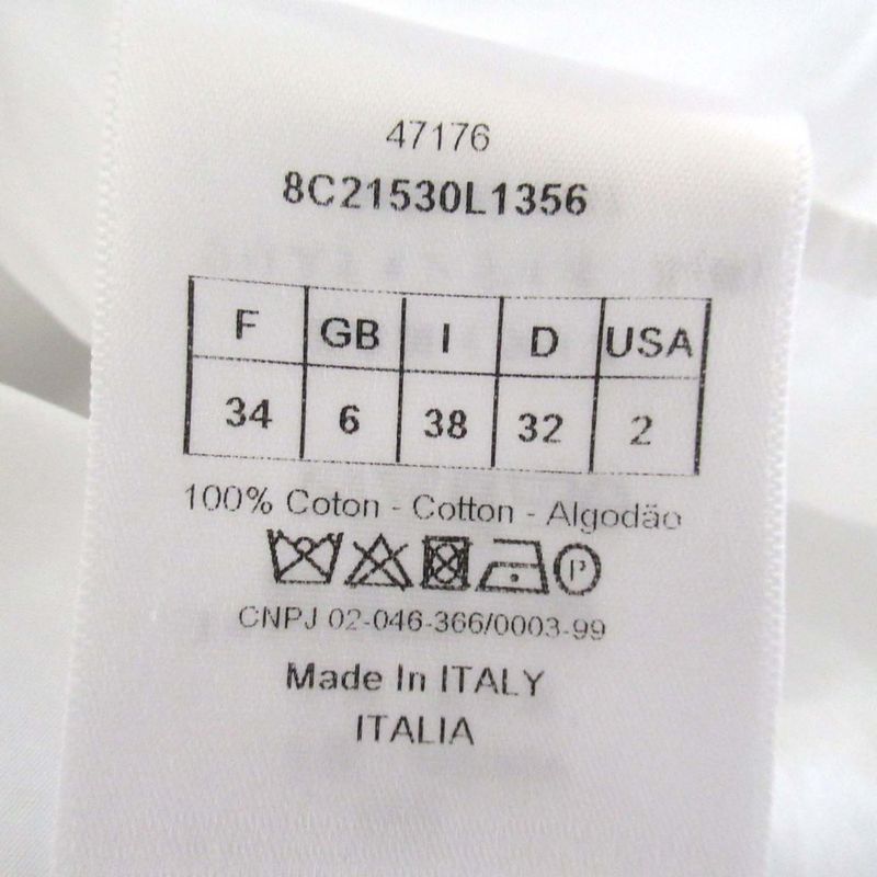 Christian Dior Bee Embroidery Sleeveless Shirt Dress Size I38 White Women's Used