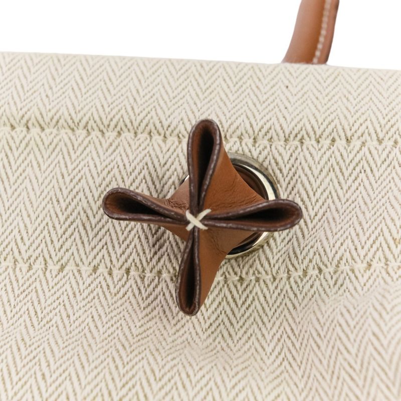 Hermes Aline MM Toile Chevron One Shoulder Bag Ivory Women Used