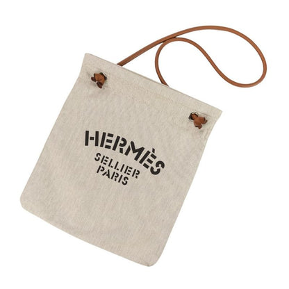 Hermes Aline MM Toile Chevron One Shoulder Bag Ivory Women Used