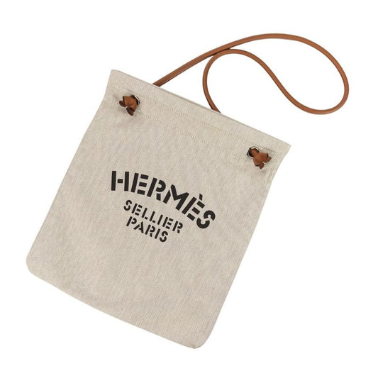 Hermes Aline MM Toile Chevron One Shoulder Bag Ivory Women Used