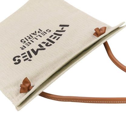 Hermes Aline MM Toile Chevron One Shoulder Bag Ivory Women Used