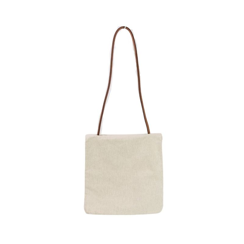 Hermes Aline MM Toile Chevron One Shoulder Bag Ivory Women Used