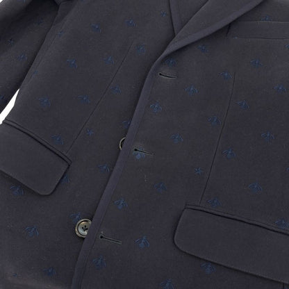 Good Gucci Bee Embroidered Wool Overcoat Chester Coat 522526 Size 44r Navy