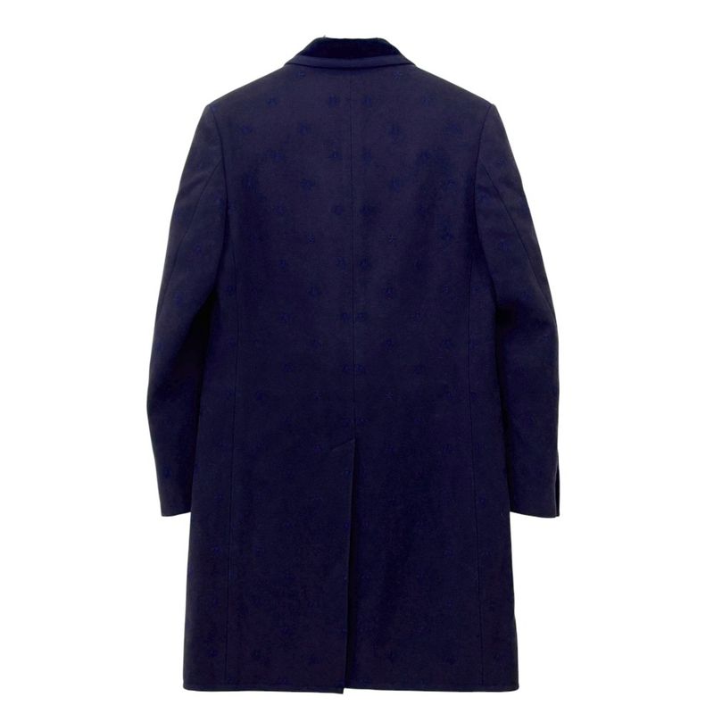 Good Gucci Bee Embroidered Wool Overcoat Chester Coat 522526 Size 44r Navy
