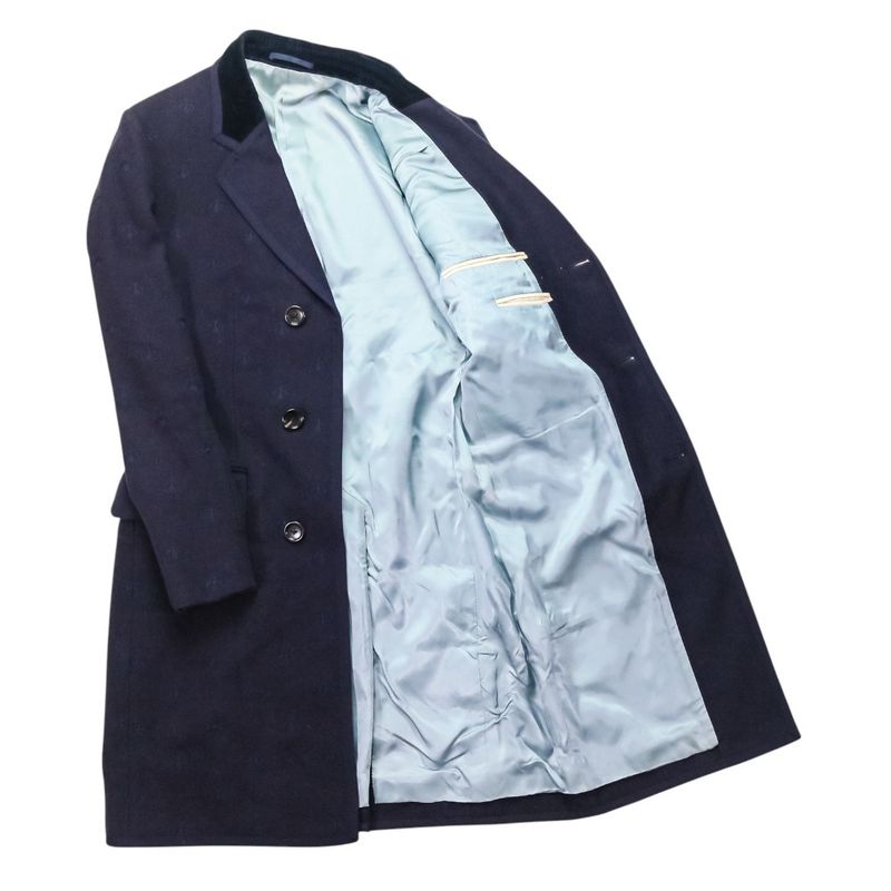Good Gucci Bee Embroidered Wool Overcoat Chester Coat 522526 Size 44r Navy