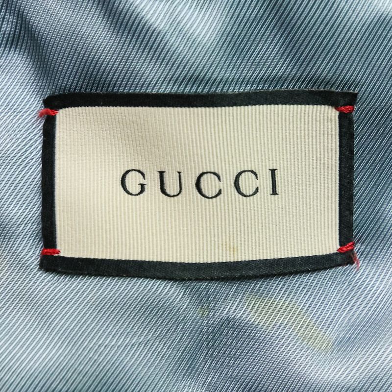 Good Gucci Bee Embroidered Wool Overcoat Chester Coat 522526 Size 44r Navy