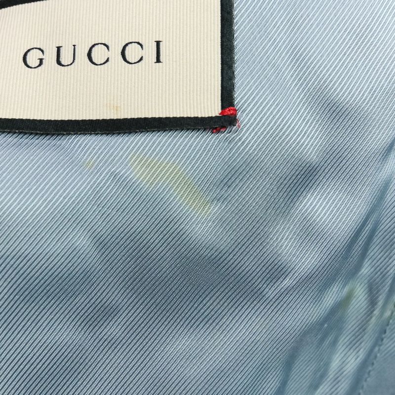 Good Gucci Bee Embroidered Wool Overcoat Chester Coat 522526 Size 44r Navy