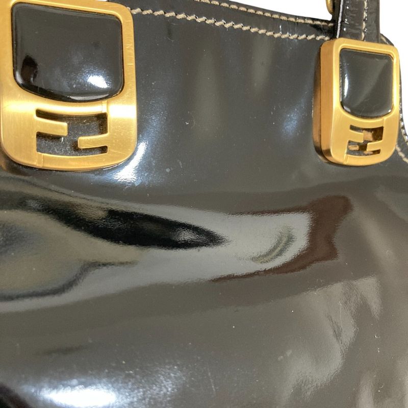 Good Fendi Chameleon Patent Leather Handbag 8bl114-B94 Black Ladies Used