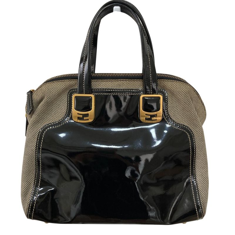 Good Fendi Chameleon Patent Leather Handbag 8bl114-B94 Black Ladies Used