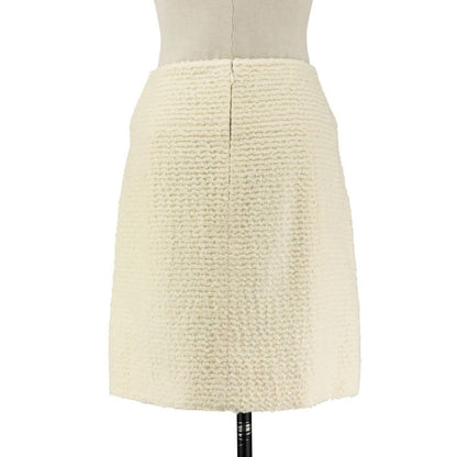 Chanel Faux Pearl Coco Mark Button Tweed Jacket Skirt Setup Size 34 Ivory