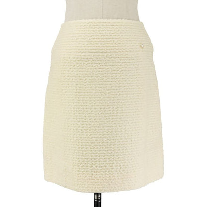 Chanel Faux Pearl Coco Mark Button Tweed Jacket Skirt Setup Size 34 Ivory