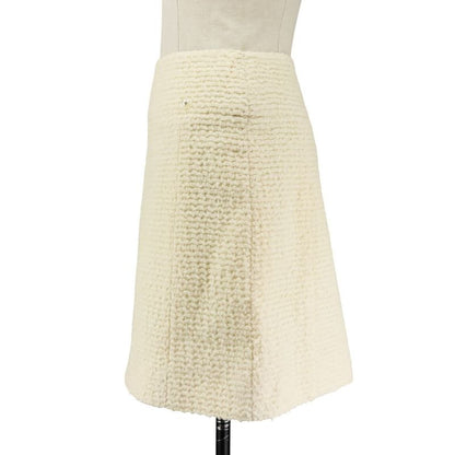 Chanel Faux Pearl Coco Mark Button Tweed Jacket Skirt Setup Size 34 Ivory