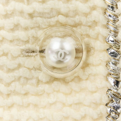 Chanel Faux Pearl Coco Mark Button Tweed Jacket Skirt Setup Size 34 Ivory