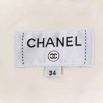Chanel Faux Pearl Coco Mark Button Tweed Jacket Skirt Setup Size 34 Ivory