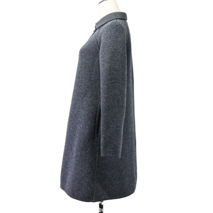 Hermes Medor Button Cashmere Wool Thick Knit Coat Size 34 Gray Women Used