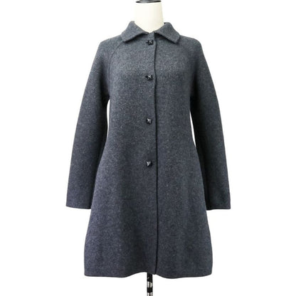 Hermes Medor Button Cashmere Wool Thick Knit Coat Size 34 Gray Women Used