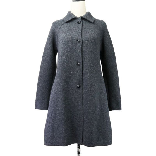 Hermes Medor Button Cashmere Wool Thick Knit Coat Size 34 Gray Women Used