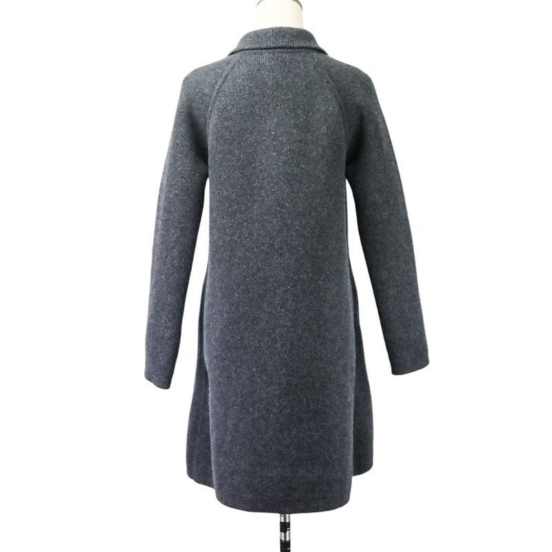 Hermes Medor Button Cashmere Wool Thick Knit Coat Size 34 Gray Women Used