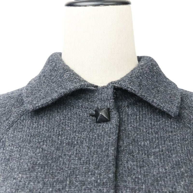 Hermes Medor Button Cashmere Wool Thick Knit Coat Size 34 Gray Women Used