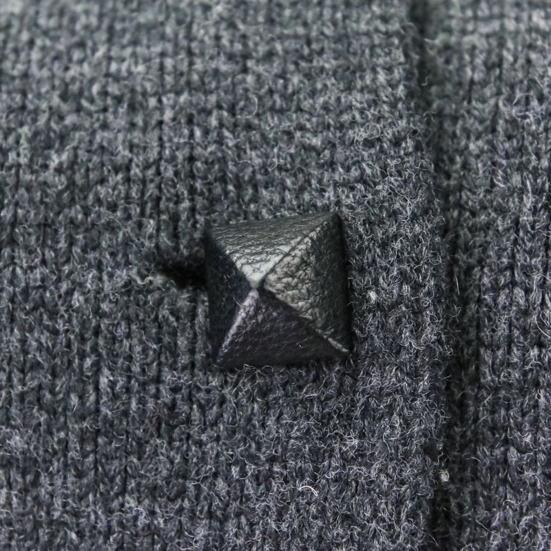 Hermes Medor Button Cashmere Wool Thick Knit Coat Size 34 Gray Women Used