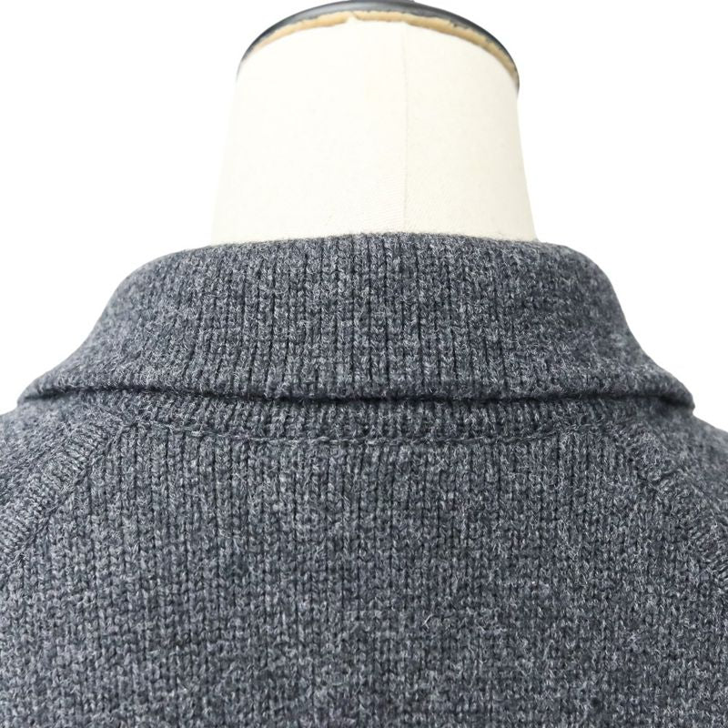 Hermes Medor Button Cashmere Wool Thick Knit Coat Size 34 Gray Women Used