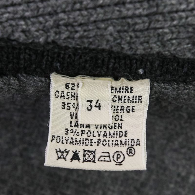 Hermes Medor Button Cashmere Wool Thick Knit Coat Size 34 Gray Women Used