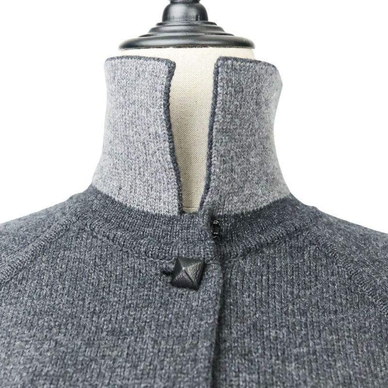 Hermes Medor Button Cashmere Wool Thick Knit Coat Size 34 Gray Women Used