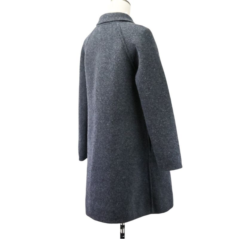 Hermes Medor Button Cashmere Wool Thick Knit Coat Size 34 Gray Women Used