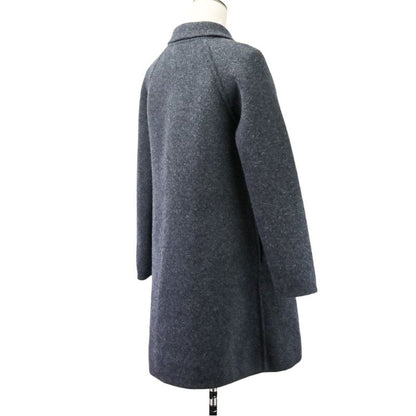 Hermes Medor Button Cashmere Wool Thick Knit Coat Size 34 Gray Women Used