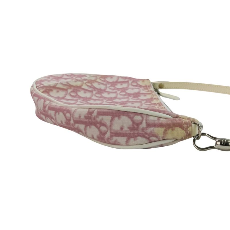 Christian Dior Trotter Saddle Bag Handbag Pink Ladies Used