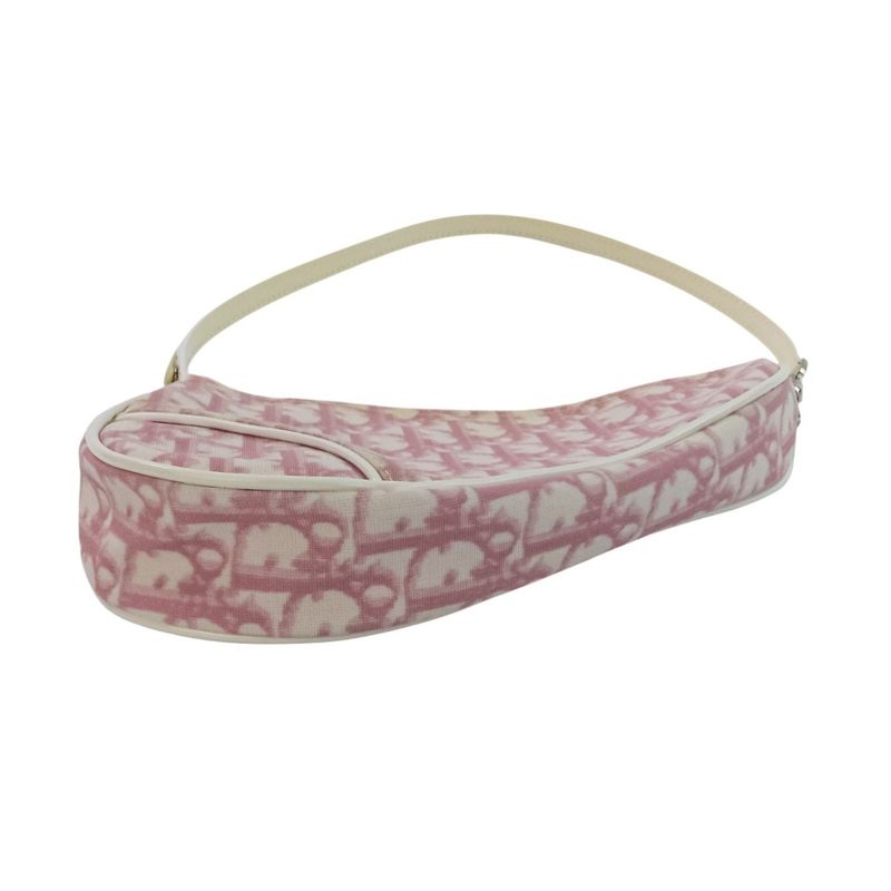 Christian Dior Trotter Saddle Bag Handbag Pink Ladies Used