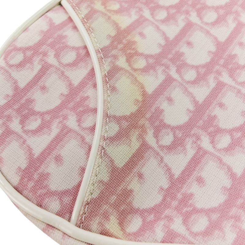 Christian Dior Trotter Saddle Bag Handbag Pink Ladies Used