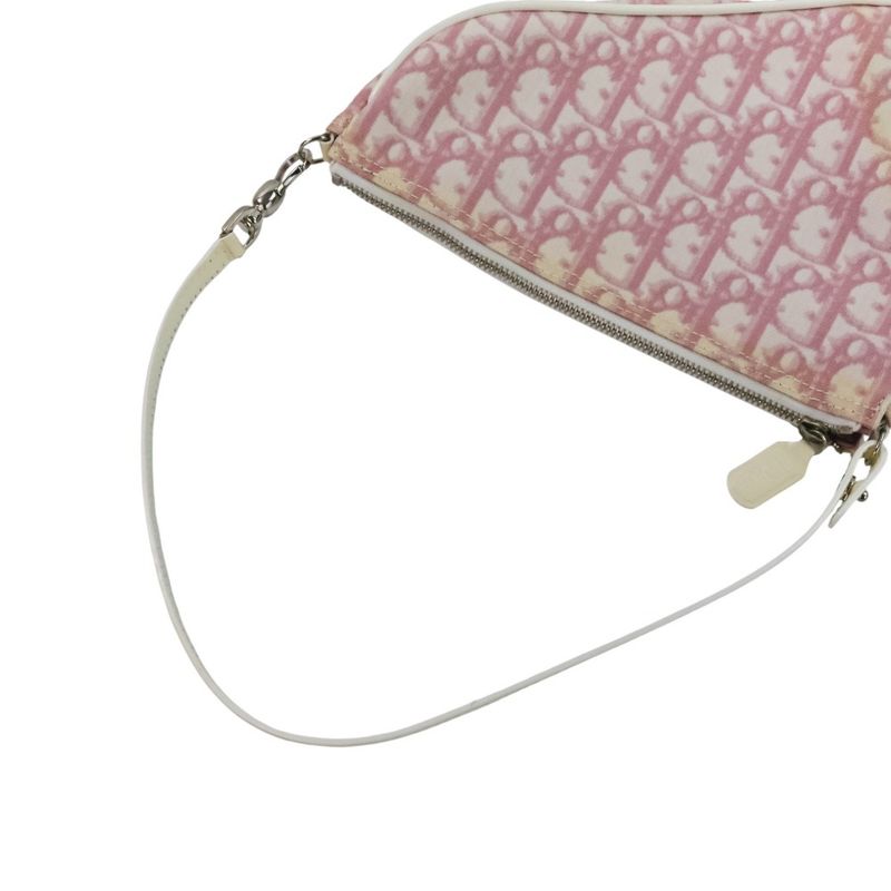 Christian Dior Trotter Saddle Bag Handbag Pink Ladies Used